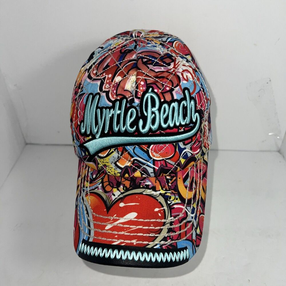 Robin Ruth Myrtle Beach Quilted Embroidered Graffiti Hat Cap Adjustable